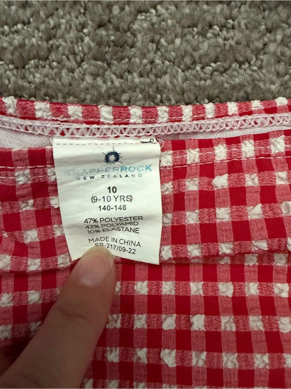 Snapper Rock Red and White Gingham Two-Piece Swim Set Sz 9-10 Preppy 50s Bikini
